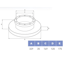 Гальмівний диск задній ДАФ ЛФ 45 330*120*12 DAF LF 45 3.9D-6.7D 01.01- 1400273108254 1407581